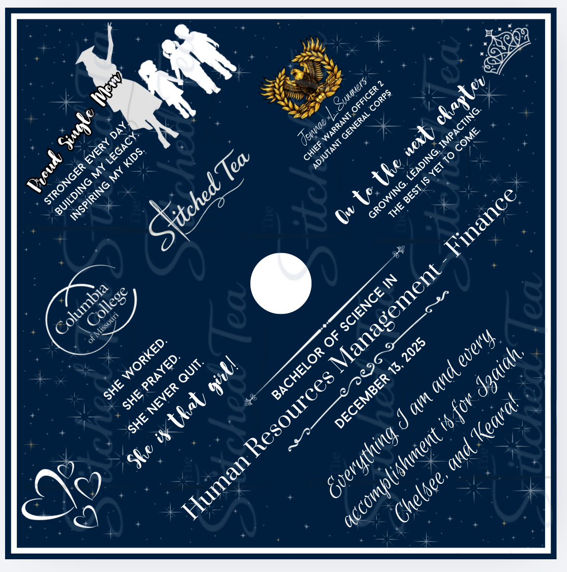 Design for proud single mom and college graduate.